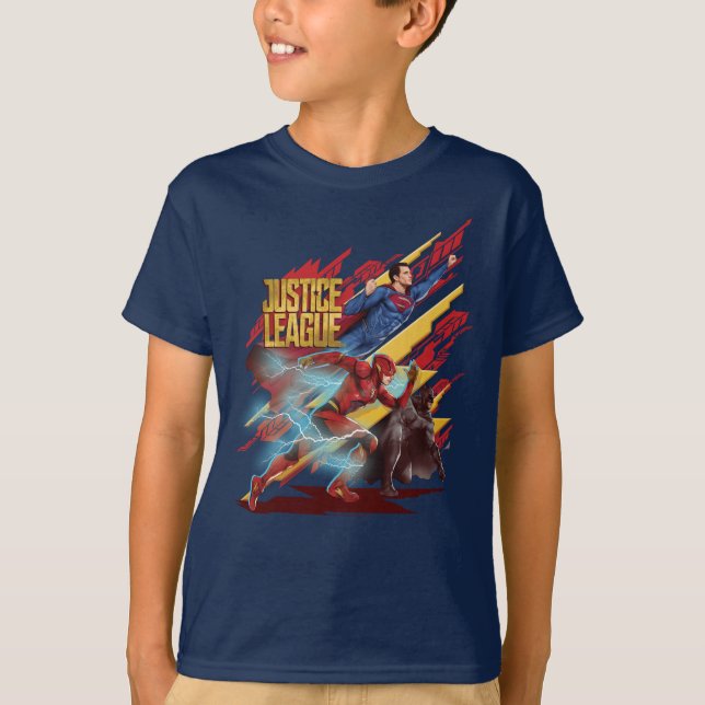 Justice League | Superman, Flash och Batman Badge Tee Shirt (Framsida)