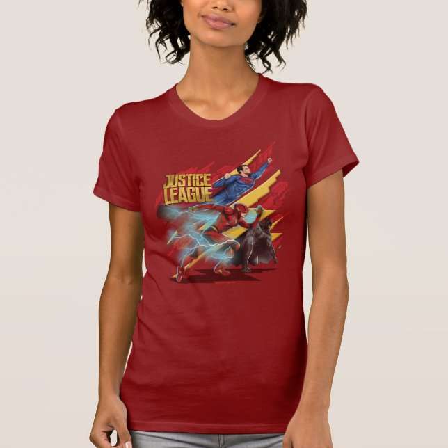 Justice League | Superman, Flash och Batman Badge Tee Shirt (Framsida)