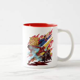 Justice League Superman, Flash och Batman Badge Två-Tonad Mugg