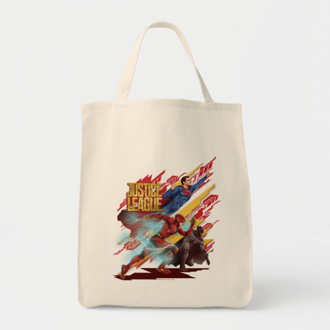 Justice League | Superman, Flash och Batman Badge Tygkasse (Framsidan)
