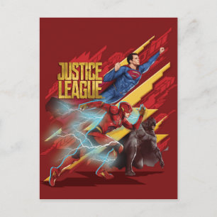 Justice League   Superman, Flash och Batman Badge Vykort