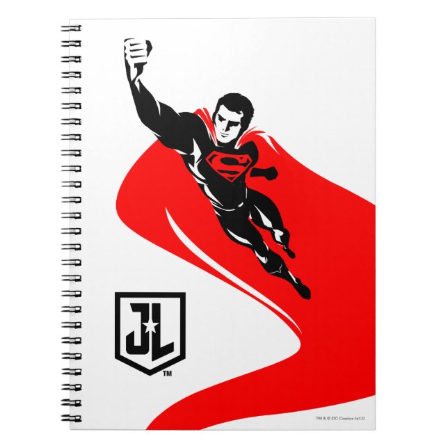 Justice League | Superman Flies Noir Pop Art Anteckningsbok (Framsidan)