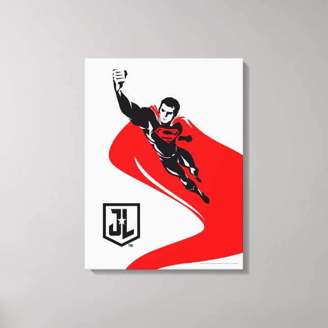 Justice League | Superman Flies Noir Pop Art Canvastryck (Framsida)