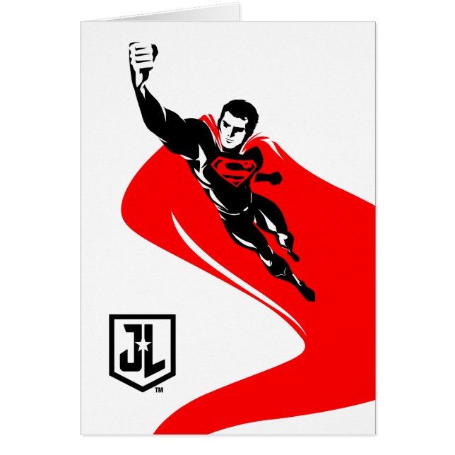 Justice League | Superman Flies Noir Pop Art Hälsningskort (Framsidan)