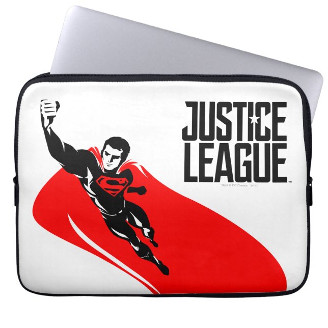 Justice League | Superman Flies Noir Pop Art Laptop Sleeve (Framsidan)