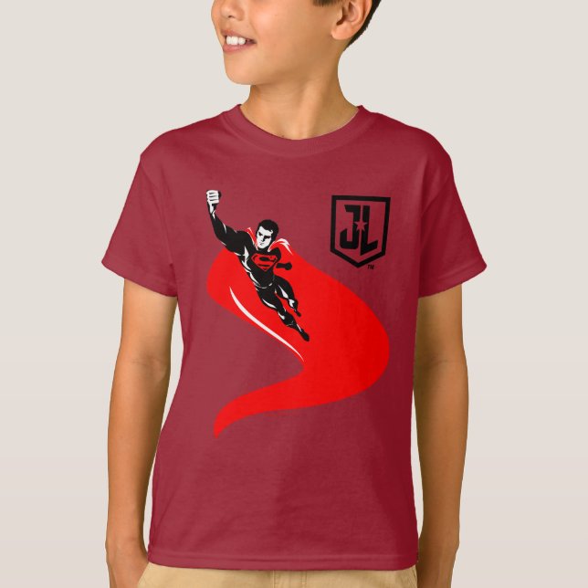 Justice League | Superman Flies Noir Pop Art T Shirt (Framsida)