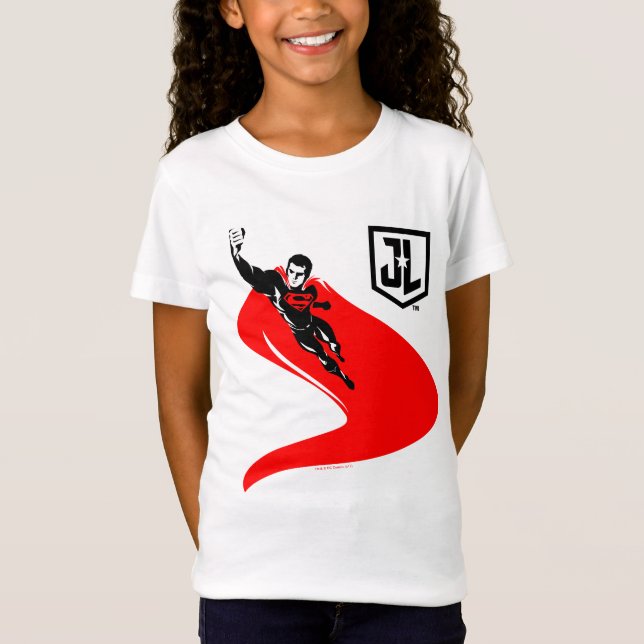Justice League | Superman Flies Noir Pop Art Tee (Framsida)