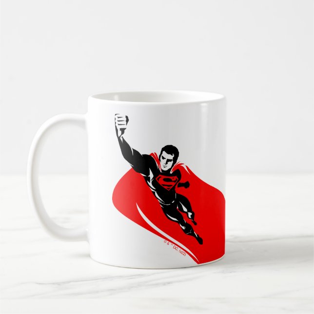 Justice League | Superman Flying Noir Pop Art Kaffemugg (Vänster)