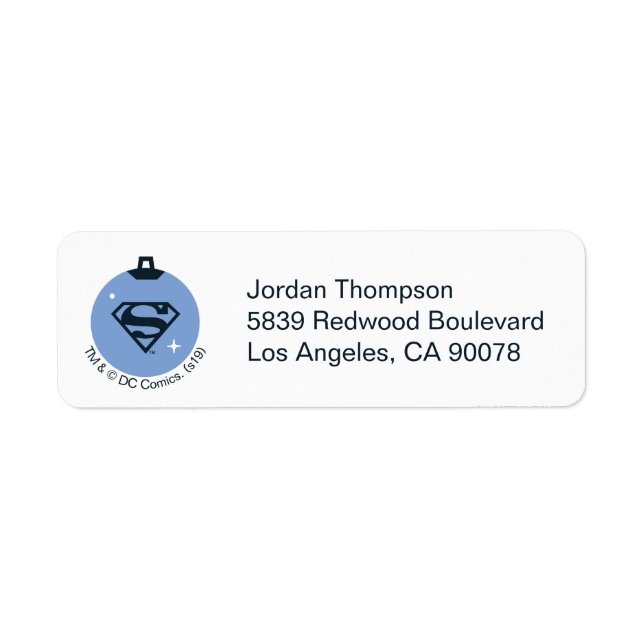 Justice League Superman Helgdag Bauble Returadress Etikett (Framsidan)