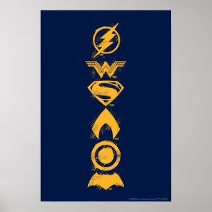 Justice League Symboler för stiliserat team Poster