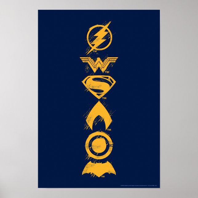 Justice League | Symboler för stiliserat team Poster (Framsidan)