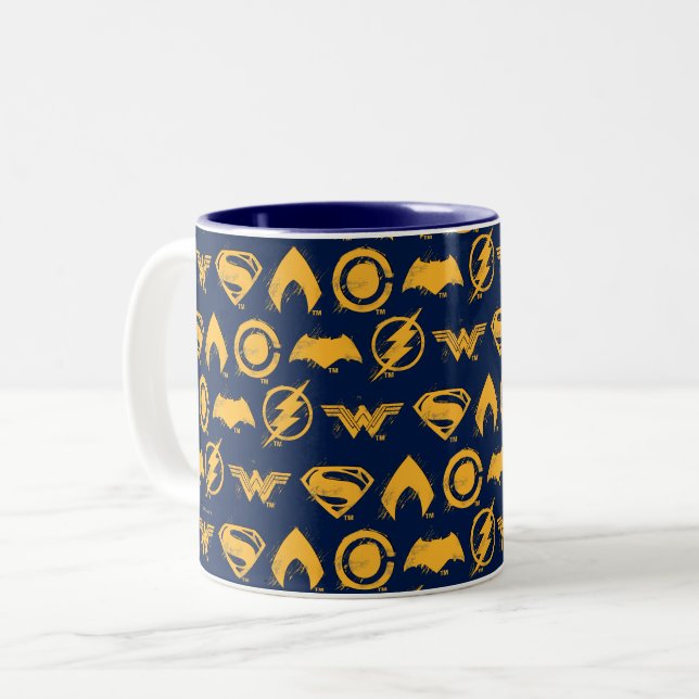 Justice League | Symboler för stiliserat team Två-Tonad Mugg (Framsida vänster)