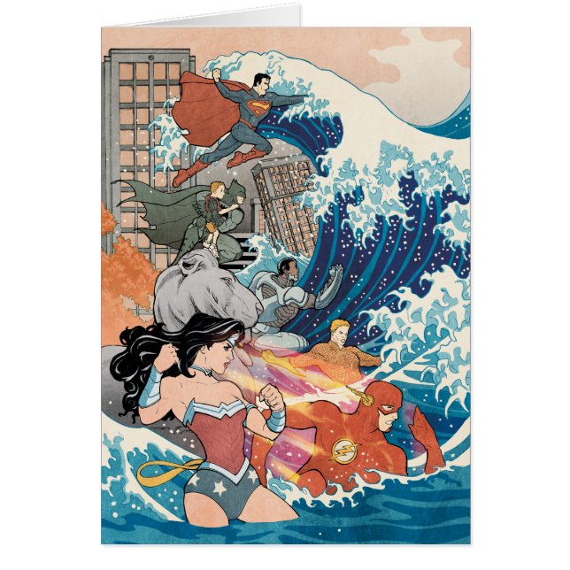 Justice League Tecknad Cover #15 Variant Hälsningskort (Framsidan)