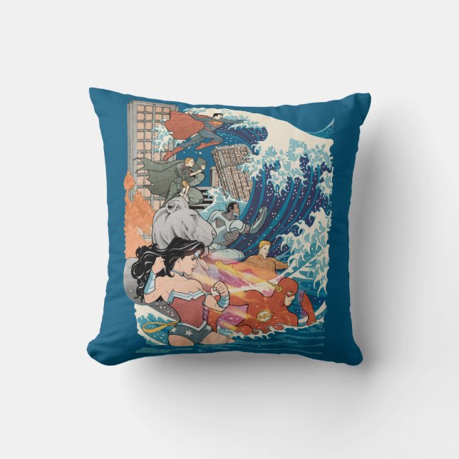 Justice League Tecknad Cover #15 Variant Kudde (Framsida)