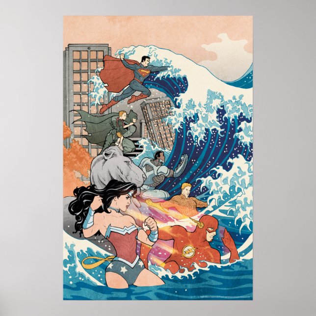 Justice League Tecknad Cover #15 Variant Poster (Framsidan)