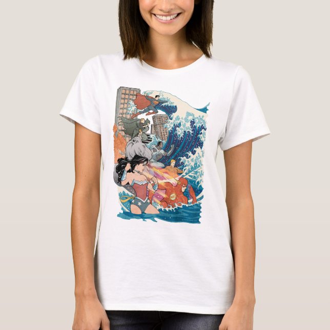 Justice League Tecknad Cover #15 Variant Tee Shirt (Framsida)