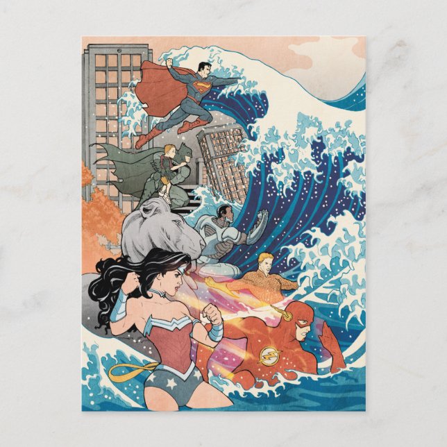 Justice League Tecknad Cover #15 Variant Vykort (Framsida)