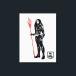 Justice League | Vattenmyntkonst i sjön Noir Canvastryck<br><div class="desc">Kolla in den här svarta och vita silhuetten från Justice Leages Aquaman som han står med sin trident. Den här noir stil-grafiken accentueras med sin tridaktiga färgad i ljust rött.</div>