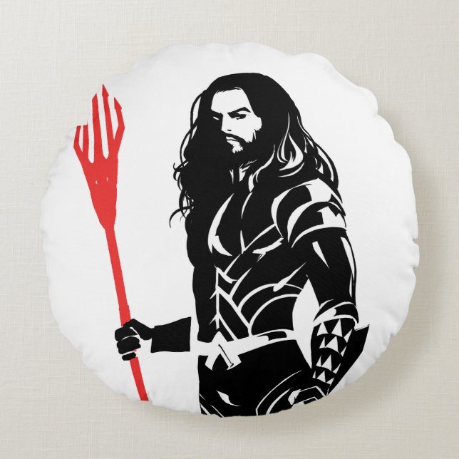 Justice League | Vattenmyntkonst i sjön Noir Rund Kudde (Framsidan)