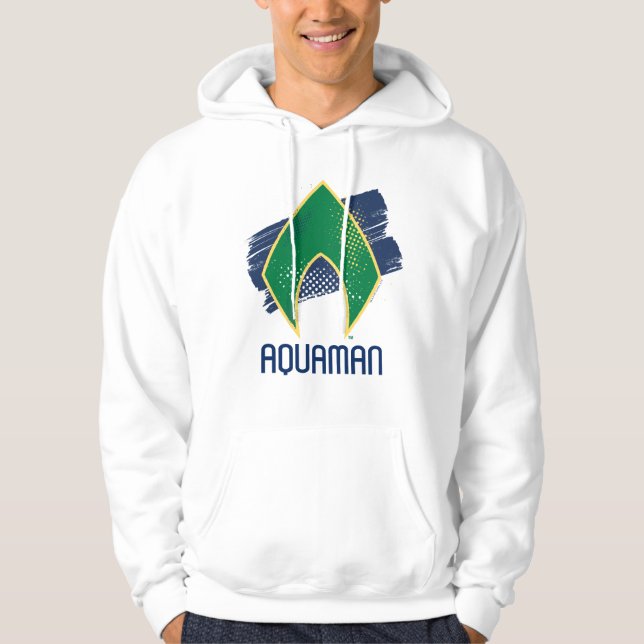 Justice League | Vattensymbol för pensel och raste Sweatshirt Med Luva (Framsida)