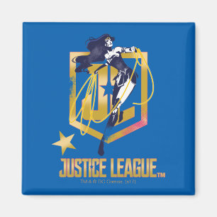 Justice League Woman JL Logotyp Pop Art Magnet