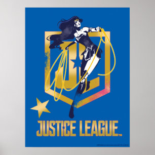 Justice League Woman JL Logotyp Pop Art Poster