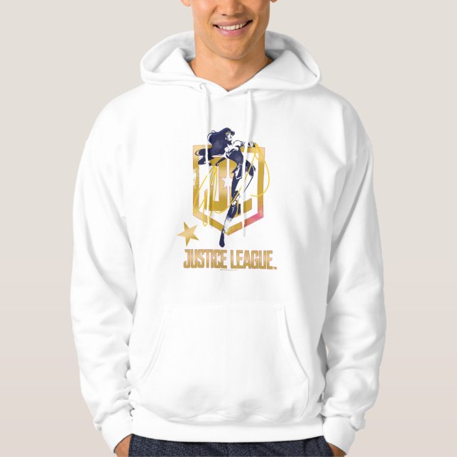 Justice League |  Woman JL Logotyp Pop Art Sweatshirt Med Luva (Framsida)