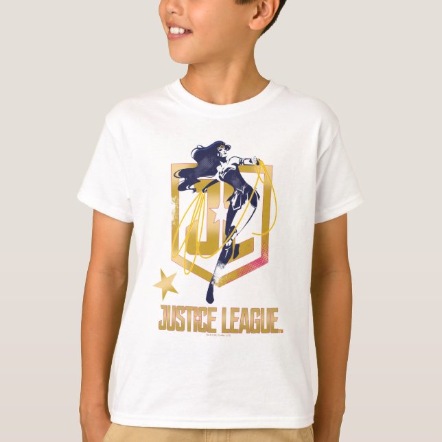 Justice League |  Woman JL Logotyp Pop Art T Shirt (Framsida)