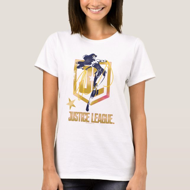 Justice League |  Woman JL Logotyp Pop Art T-shirt (Framsida)