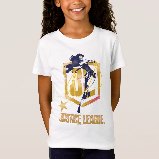 Justice League |  Woman JL Logotyp Pop Art T Shirt (Framsida)