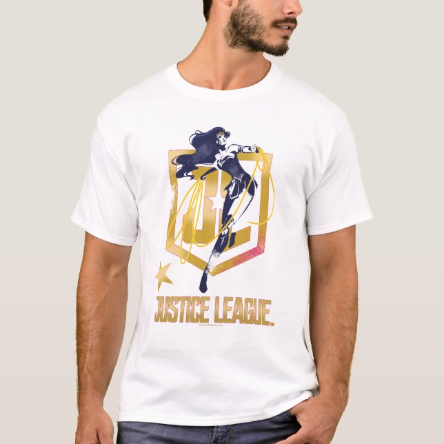 Justice League |  Woman JL Logotyp Pop Art Tee Shirt (Framsida)