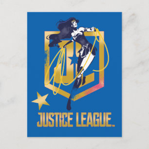 Justice League Woman JL Logotyp Pop Art Vykort
