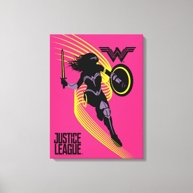 Justice League |  Woman Silhouette-ikon Canvastryck (Framsida)