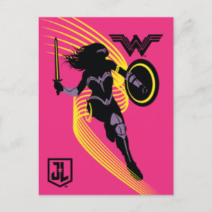 Justice League Woman Silhouette-ikon Vykort