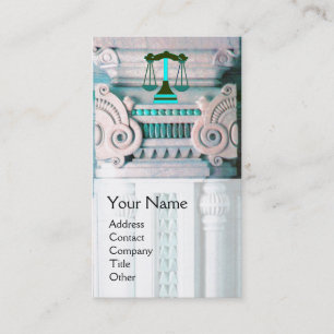 JUSTICE Legal OFFICE,ATTORNEY Monogram Blue White Visitkort