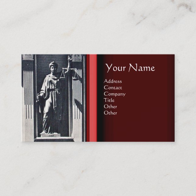 JUSTICE LEGICE,ATTORNEY Red Ruby Monogram Visitkort (Framsida)