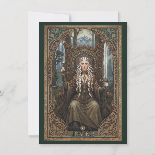 Justice Tarot Art Flat Thank You Card Tack Kort (Framsida)