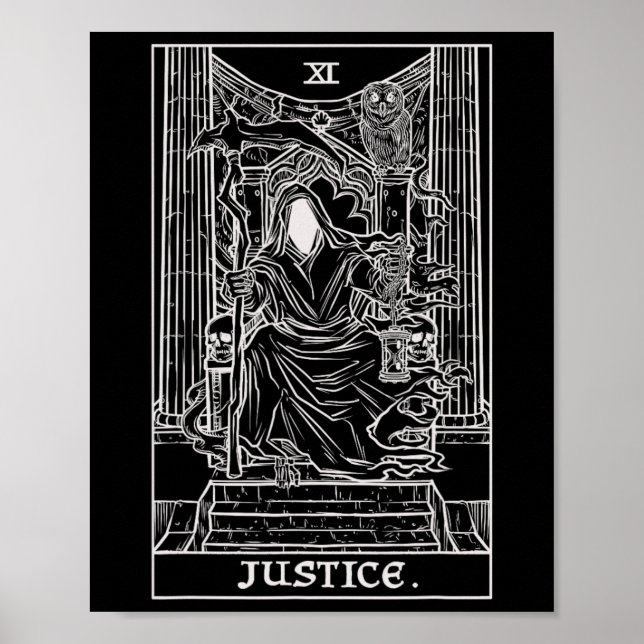 Justice Tarot Card Grim Reaper Halloween Goth Horr Poster (Framsidan)