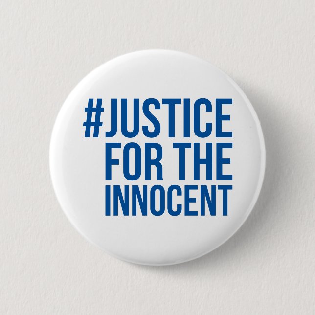 #JusticeForTheInnocent vit/blått knäppas Knapp (Framsida)