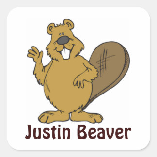 Justin Beaver Stickers Fyrkantigt Klistermärke
