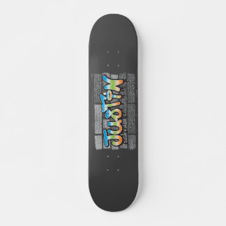 Justin ditt namn graffiti Logotyp Brick Wall Paint Mini Skateboard Bräda 18,5 Cm