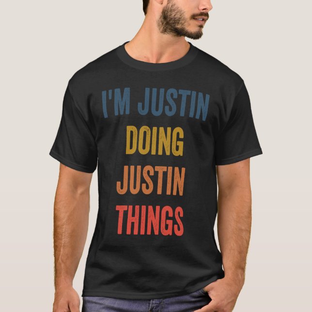 Justin Doing Justin Sak T Shirt (Framsida)