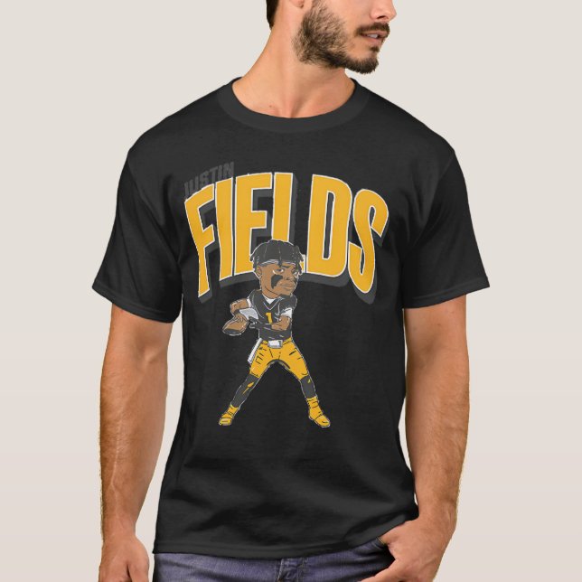 Justin Fields Pittsburgh Karikatyr T Shirt (Framsida)