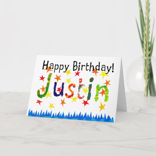 "Justin" födelsedagkort Kort (Framsida)