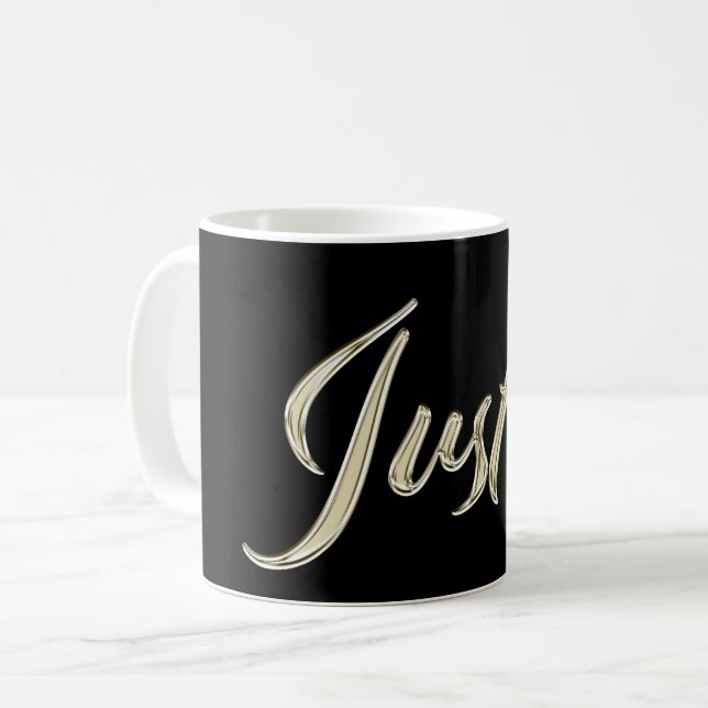 Justin Name whitegold Tasse Teetasse Kaffeetasse Kaffemugg (Framsida vänster)