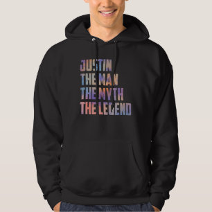 Justin the Man the Myth the Legend Fars dag Son Hoodie