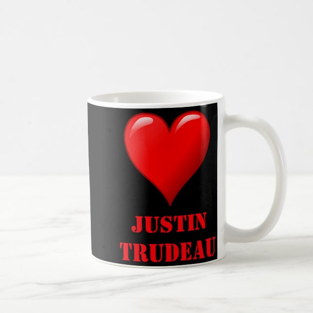 Justin Trudeau Cute Red Heart Love Red White Cool  Kaffemugg (Höger)