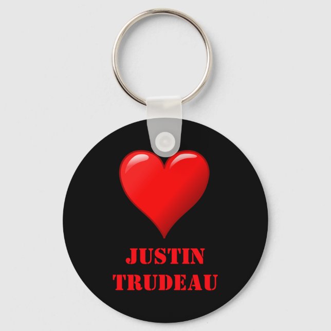 Justin Trudeau Cute Red Heart Love Red White Cool  Nyckelring (Framsida)