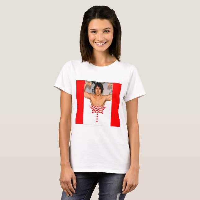 Justin Trudeau Kanada flaggaTshirt Tee (Hel framsida)