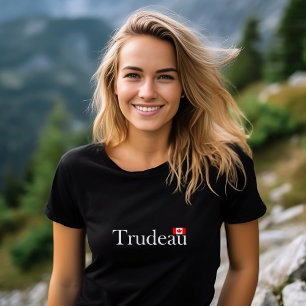 Justin Trudeau Officiell Canadian Flagga Mörk Färg T Shirt